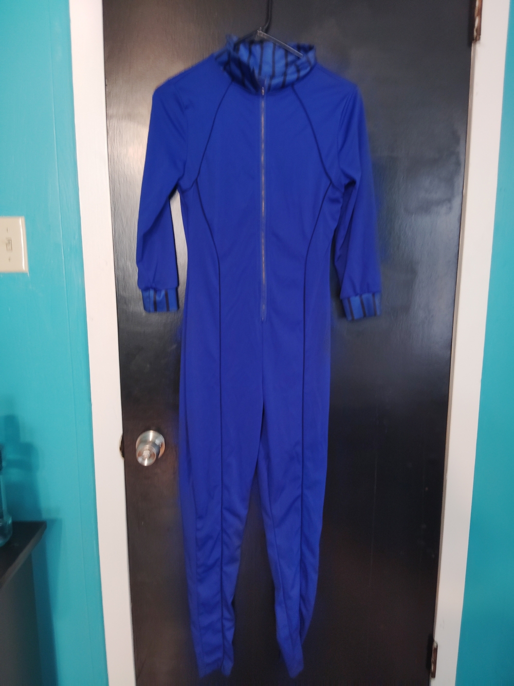 Women's Royal Blue Long-Sleeve Zip-Front Jumpsuit